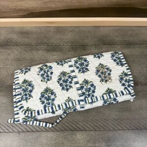 Mark & Graham Block Print Quilted Travel Jewelry Roll Up Storage Monogrammed OB